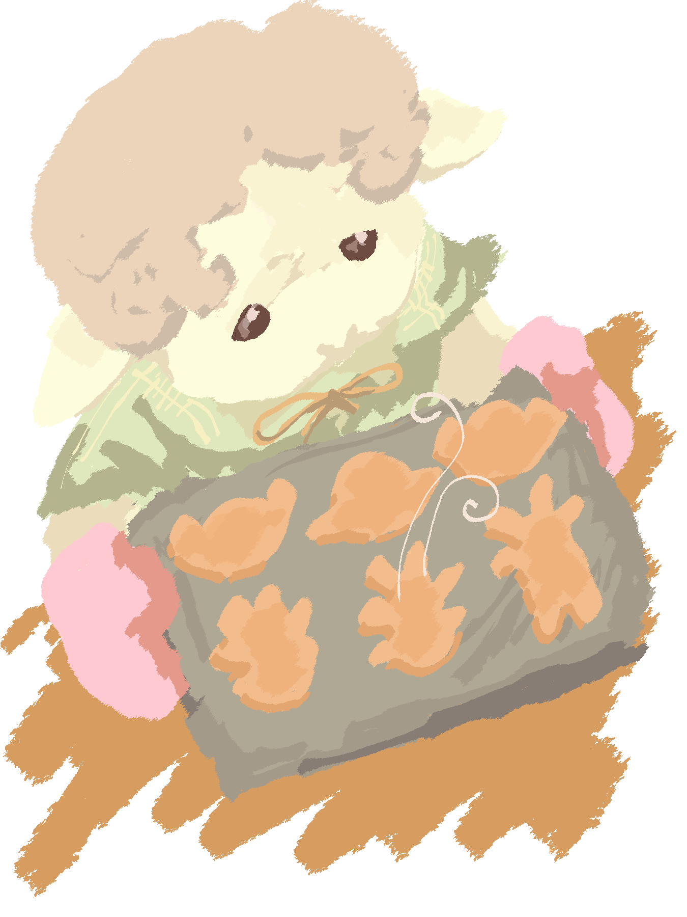 a lamb baking gingerbread cookies