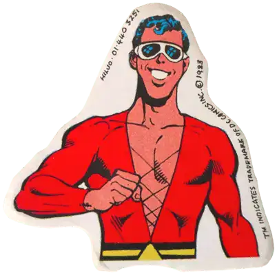 a sticker of plastic man