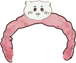 a pink head band with chiikawa's head on it