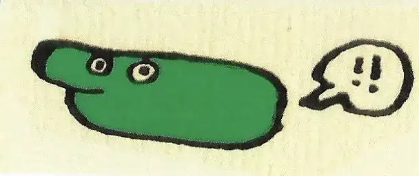 a mildy surprised green worm